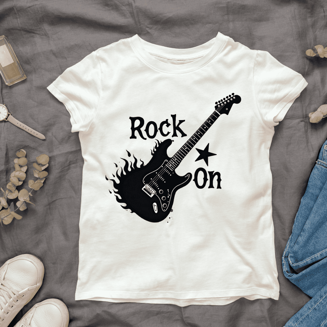 Rock On Guitar T-shirt Design cover image.