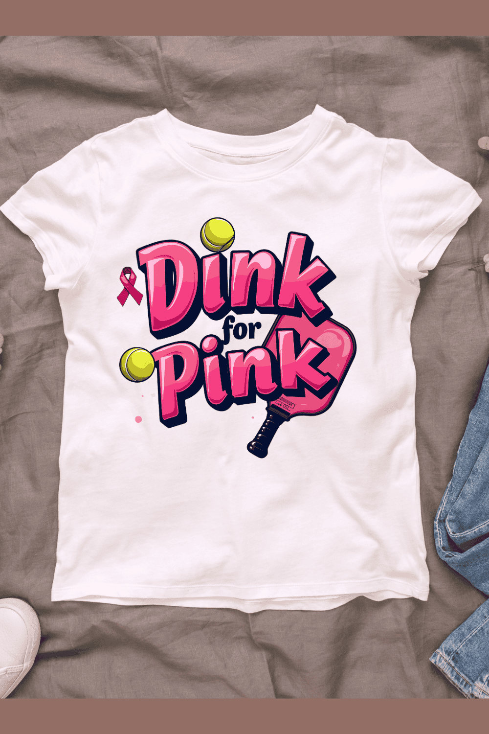 Breast Cancer Awareness Pickleball T-shirt Design pinterest preview image.