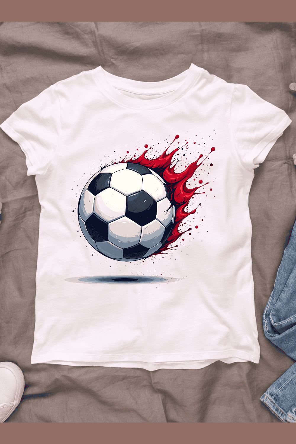 Soccer Ball with Paint Splashes T-shirt Design pinterest preview image.