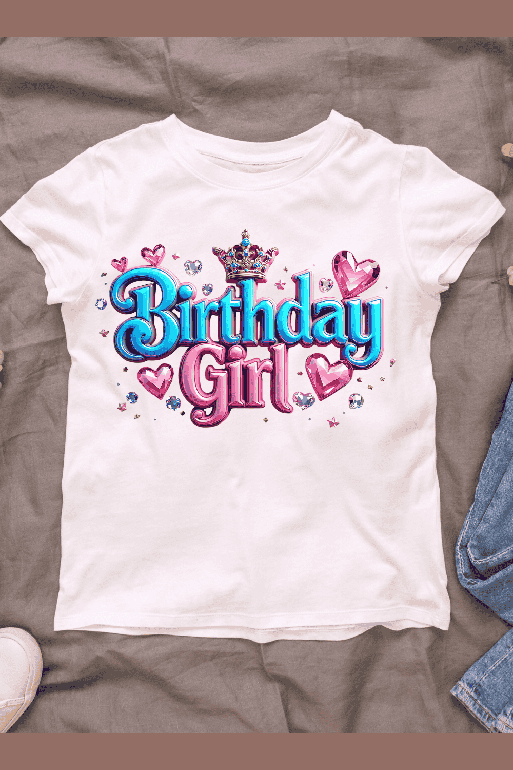 Sparkling Happy Birthday Graphic T-shirt Design pinterest preview image.