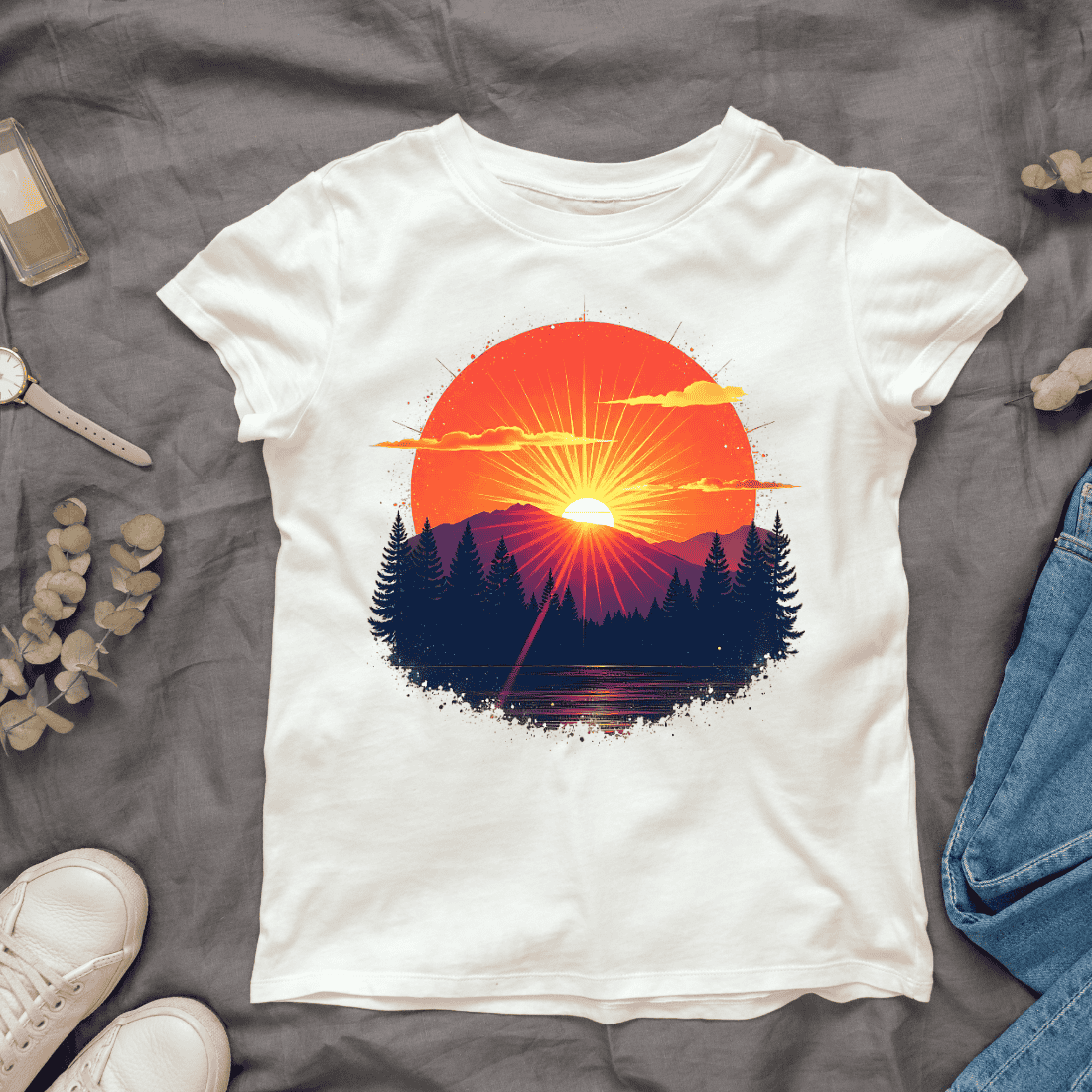 Colorful Sunset T-shirt Design cover image.