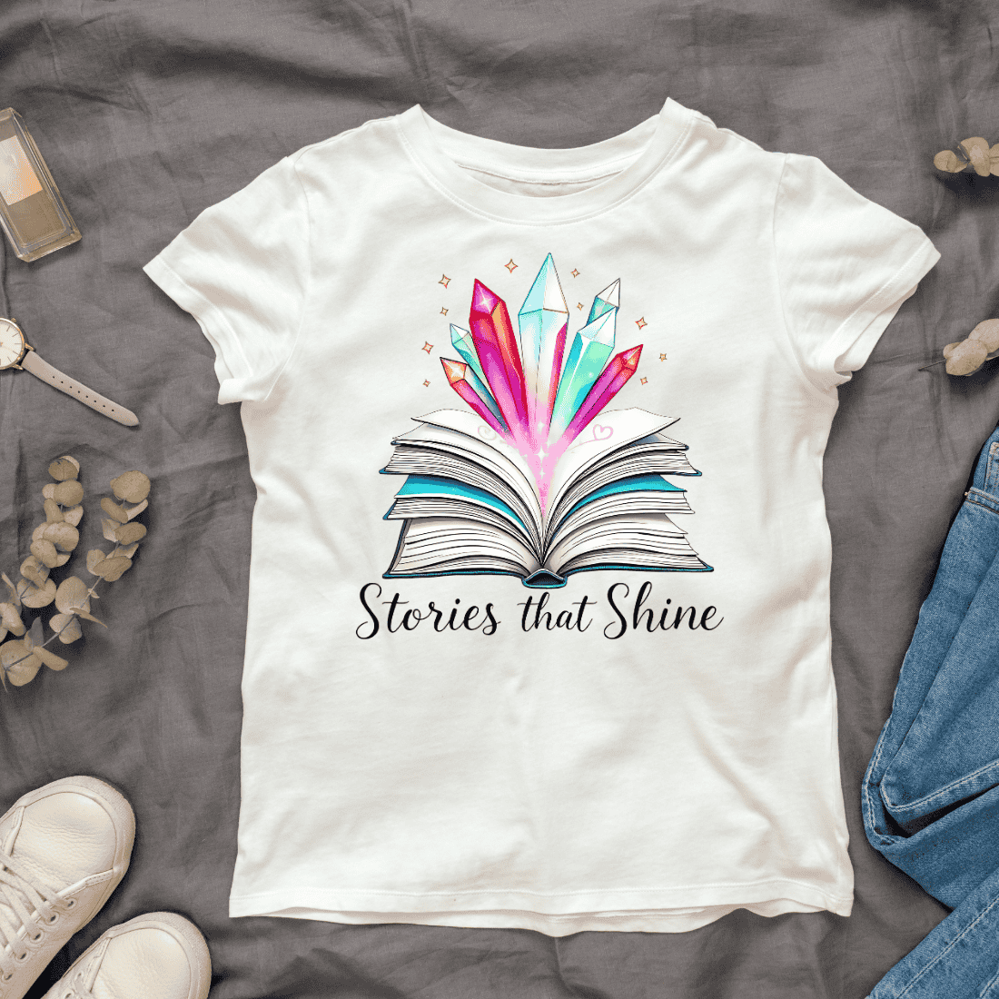 Watercolor Magical Book T-shirt Design cover image.