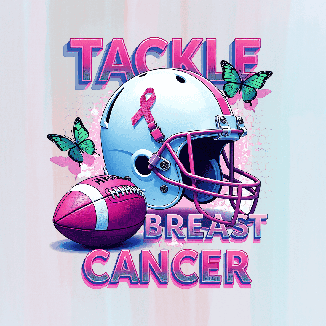 Football for Breast Cancer Awareness T-shirt Design preview image.