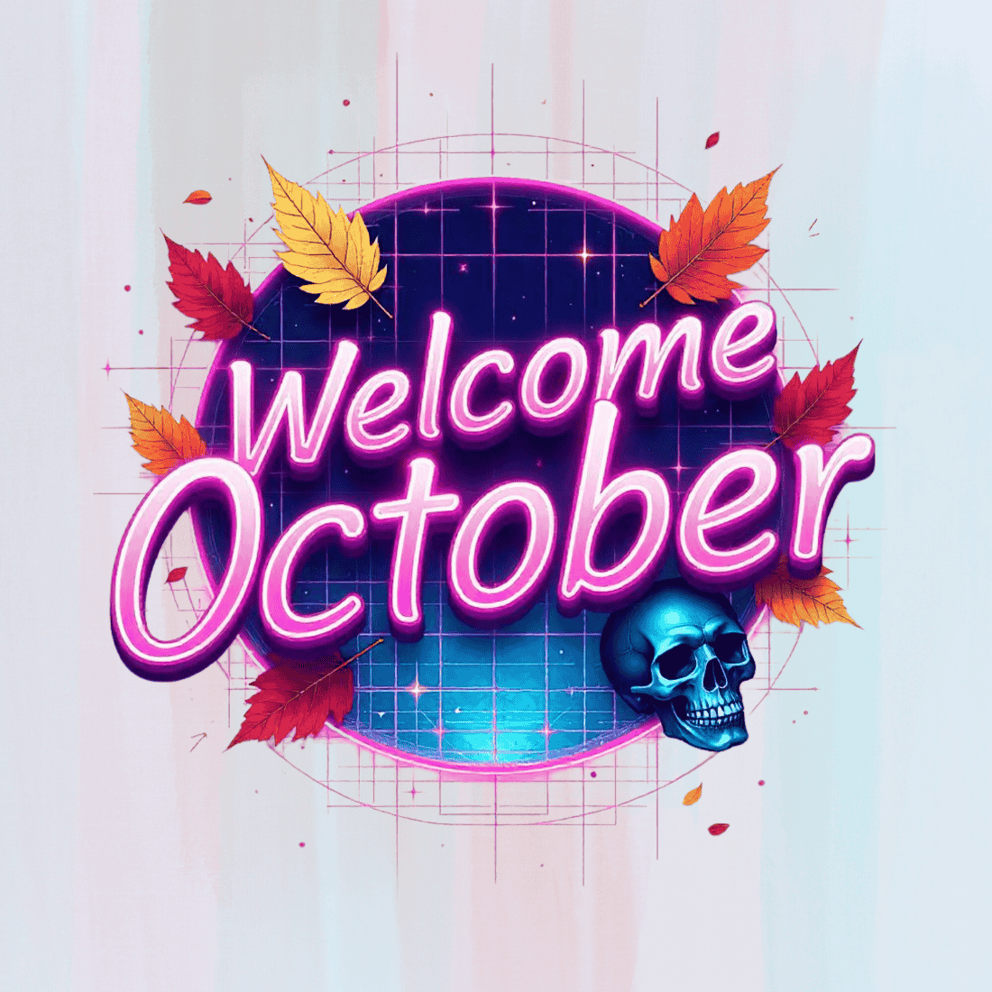 Welcome October Skull T-shirt Design preview image.