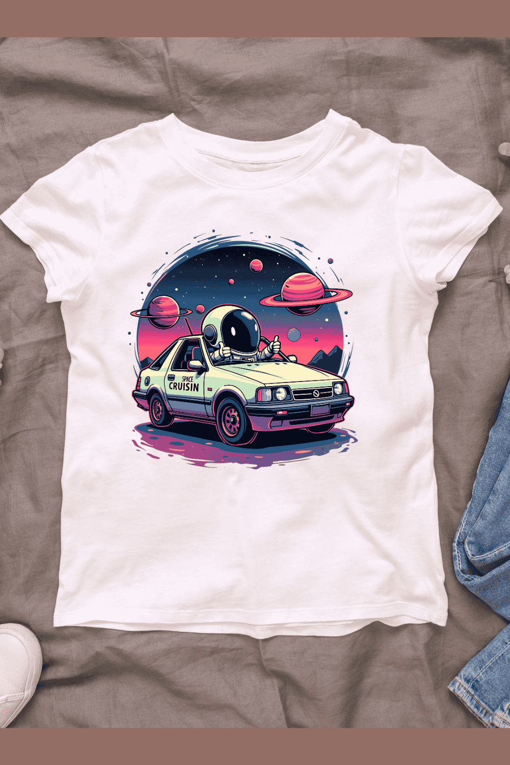 Cosmic Cruise T-shirt Design pinterest preview image.