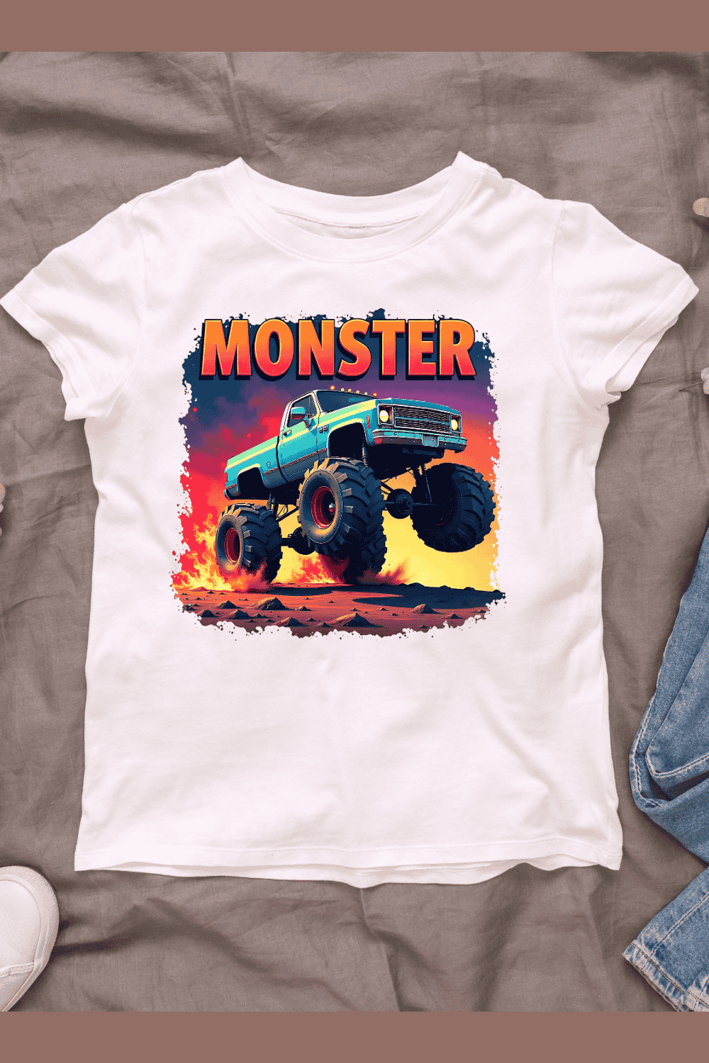 Monster Truck T-Shirt Design pinterest preview image.