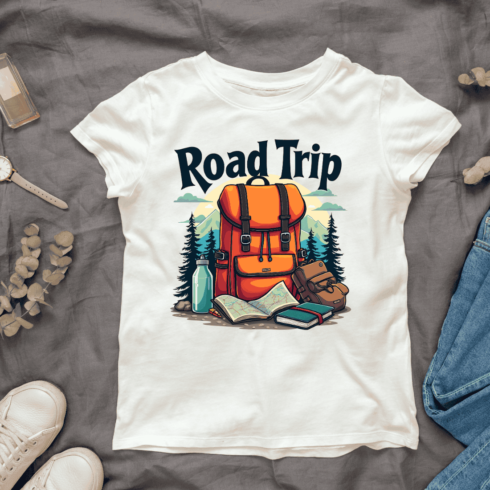 Road Trip Adventure Graphic T-shirt Design cover image.