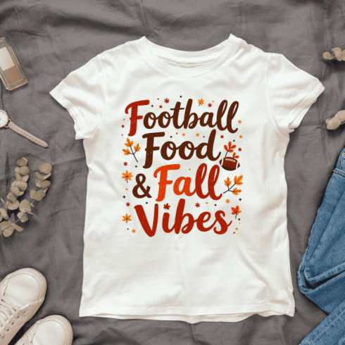 Autumn Football Party T-shirt Design cover image.