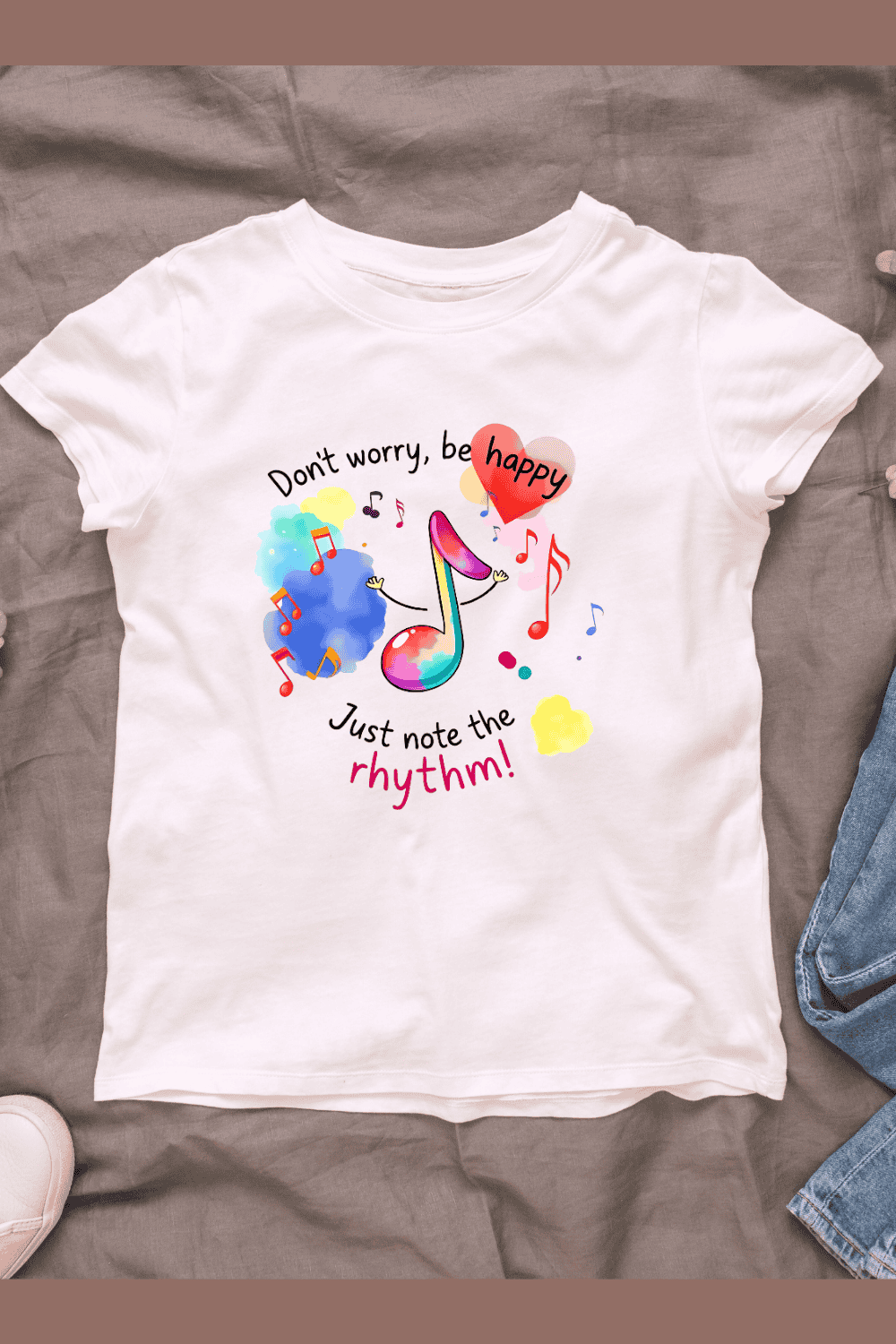 Musical Note Quote T-Shirt Design pinterest preview image.