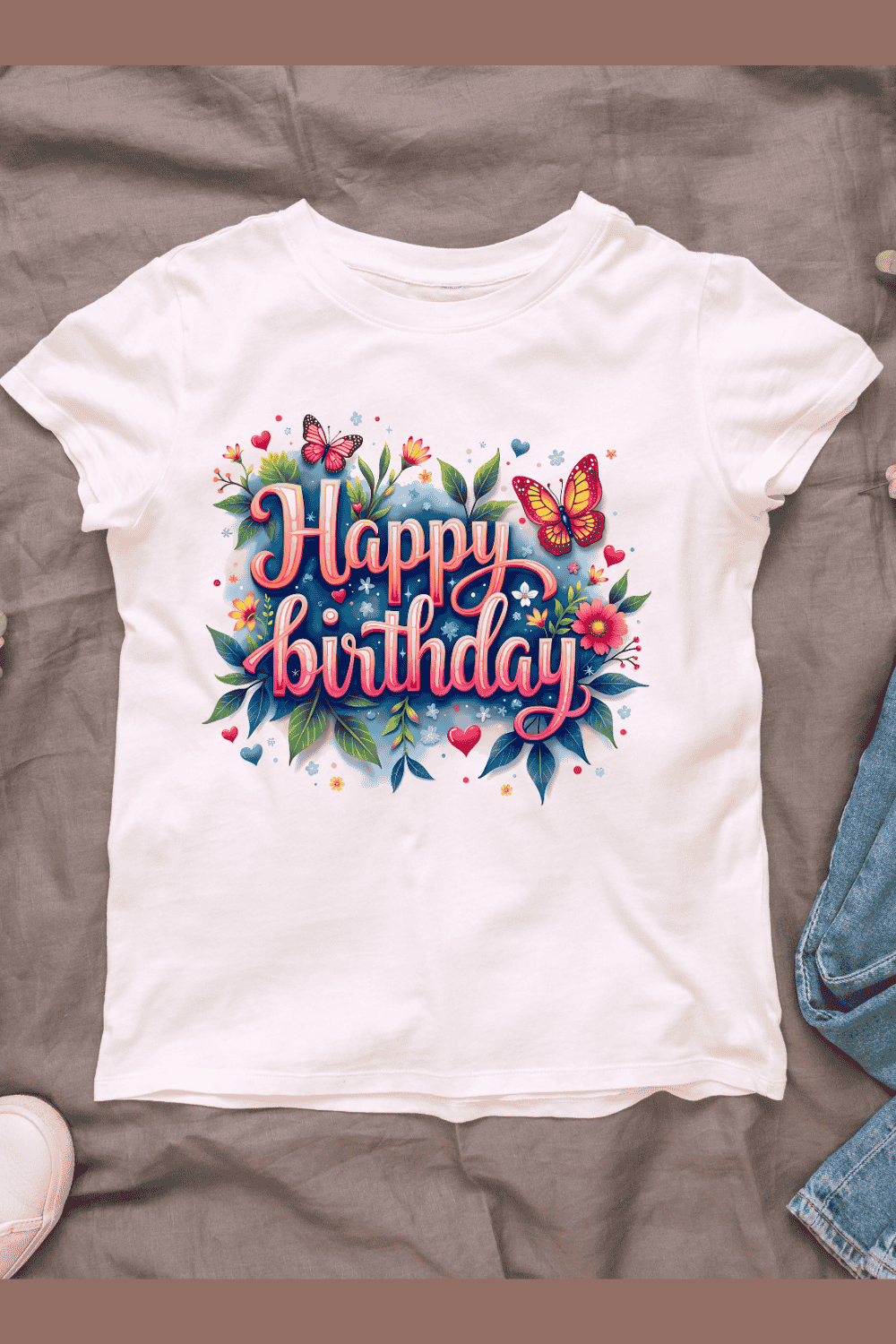 Floral Birthday Girl T-shirt Design pinterest preview image.