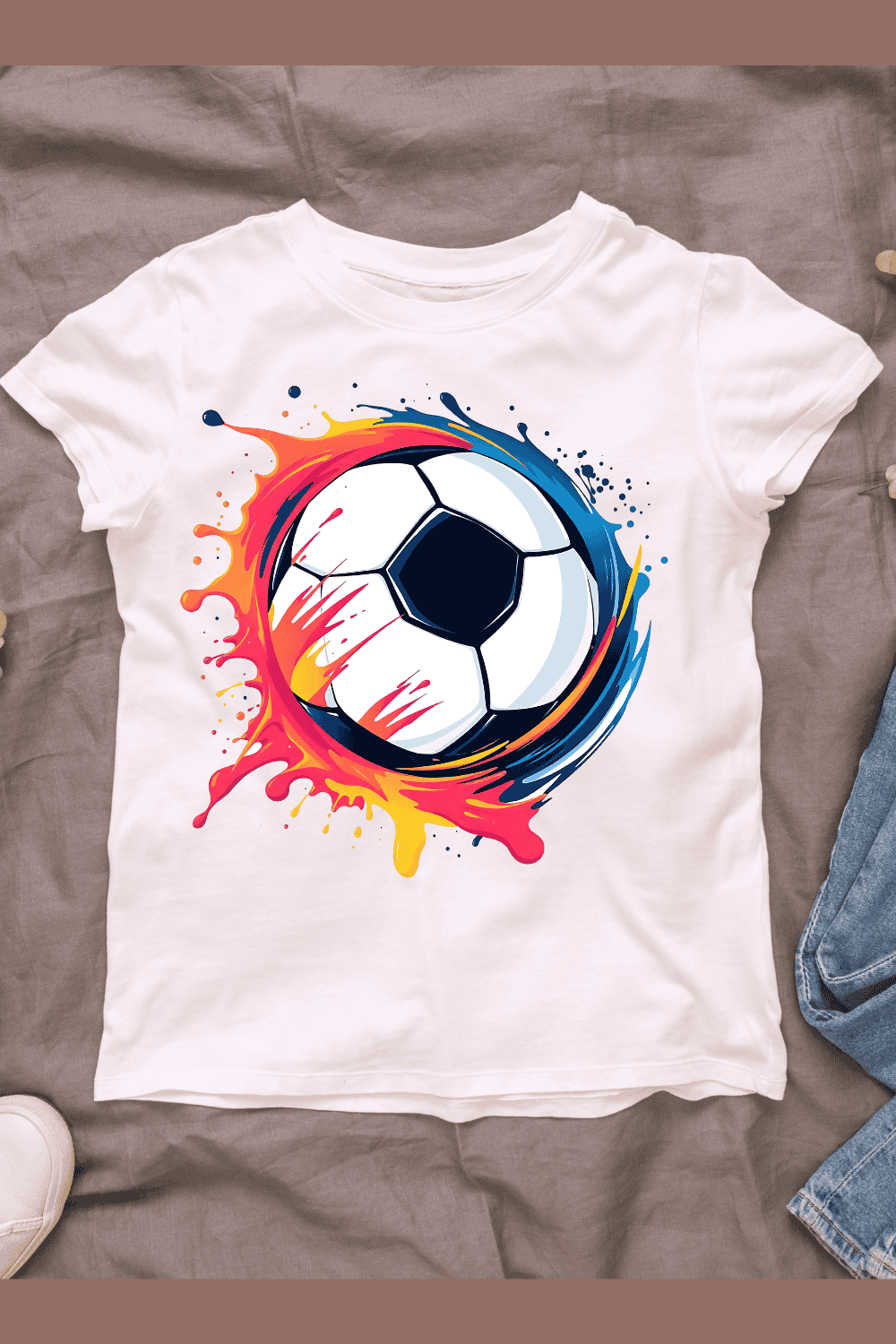 Football with Splashing Paint T-shirt Design pinterest preview image.