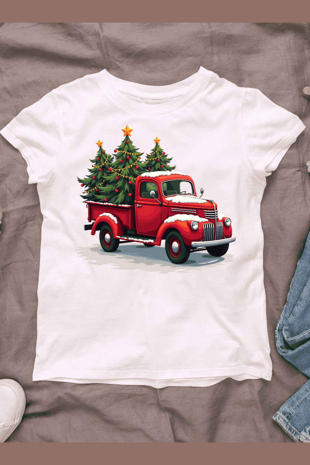 Holiday Truck T-shirt Design pinterest preview image.