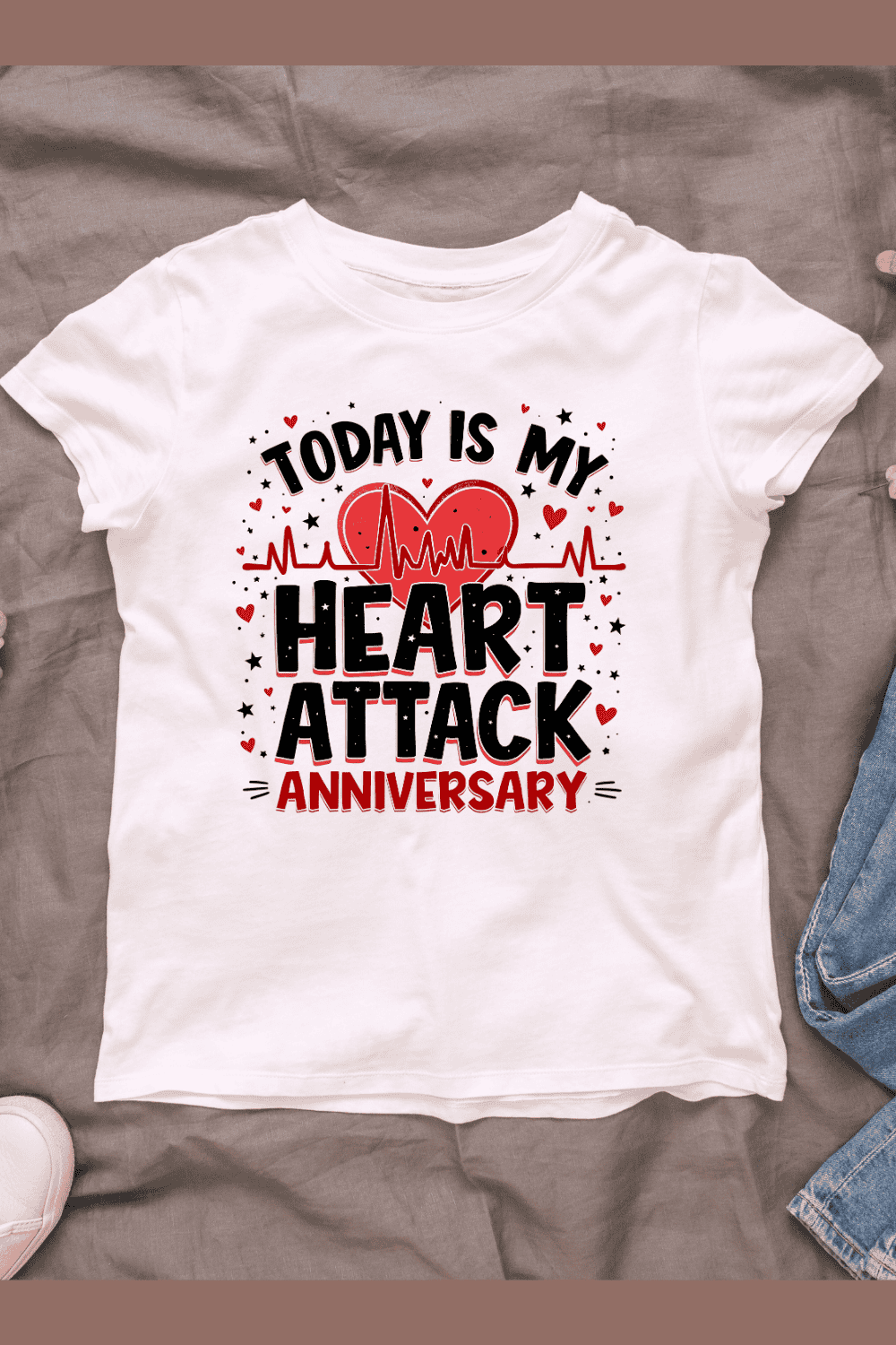 Heart Attack Anniversary T-shirt Design pinterest preview image.