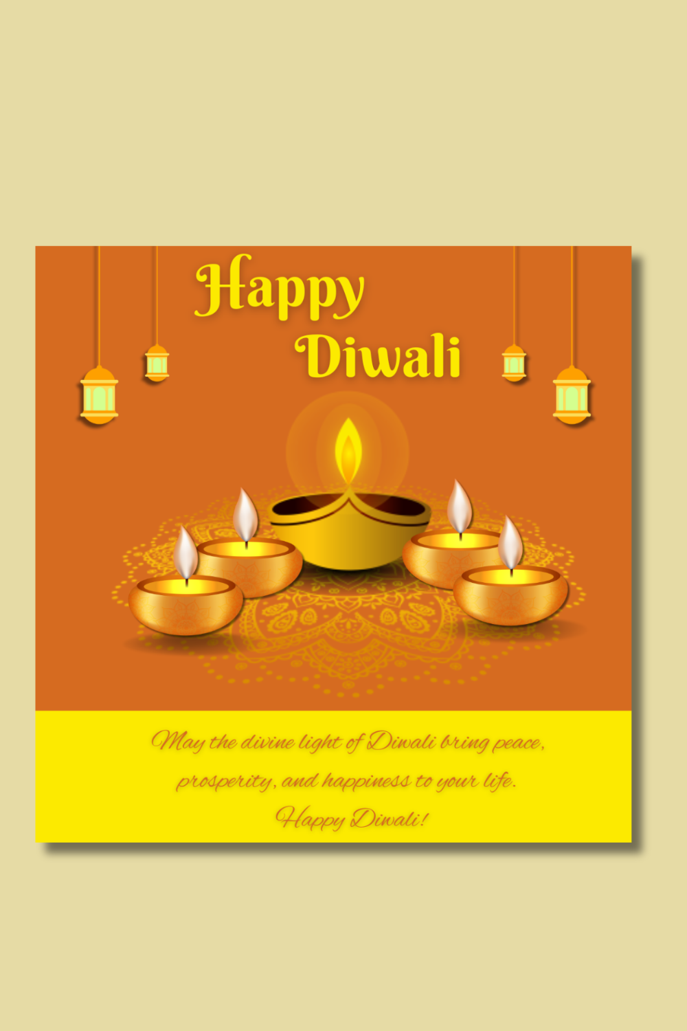 Diwali Festival card pinterest preview image.