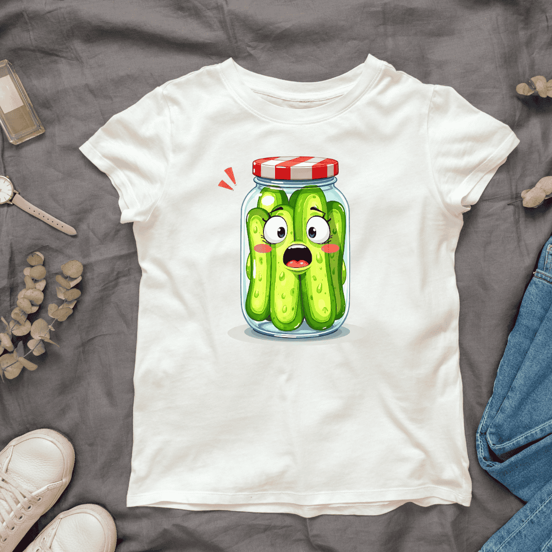 Shocked Pickle Jar T-Shirt Design cover image.