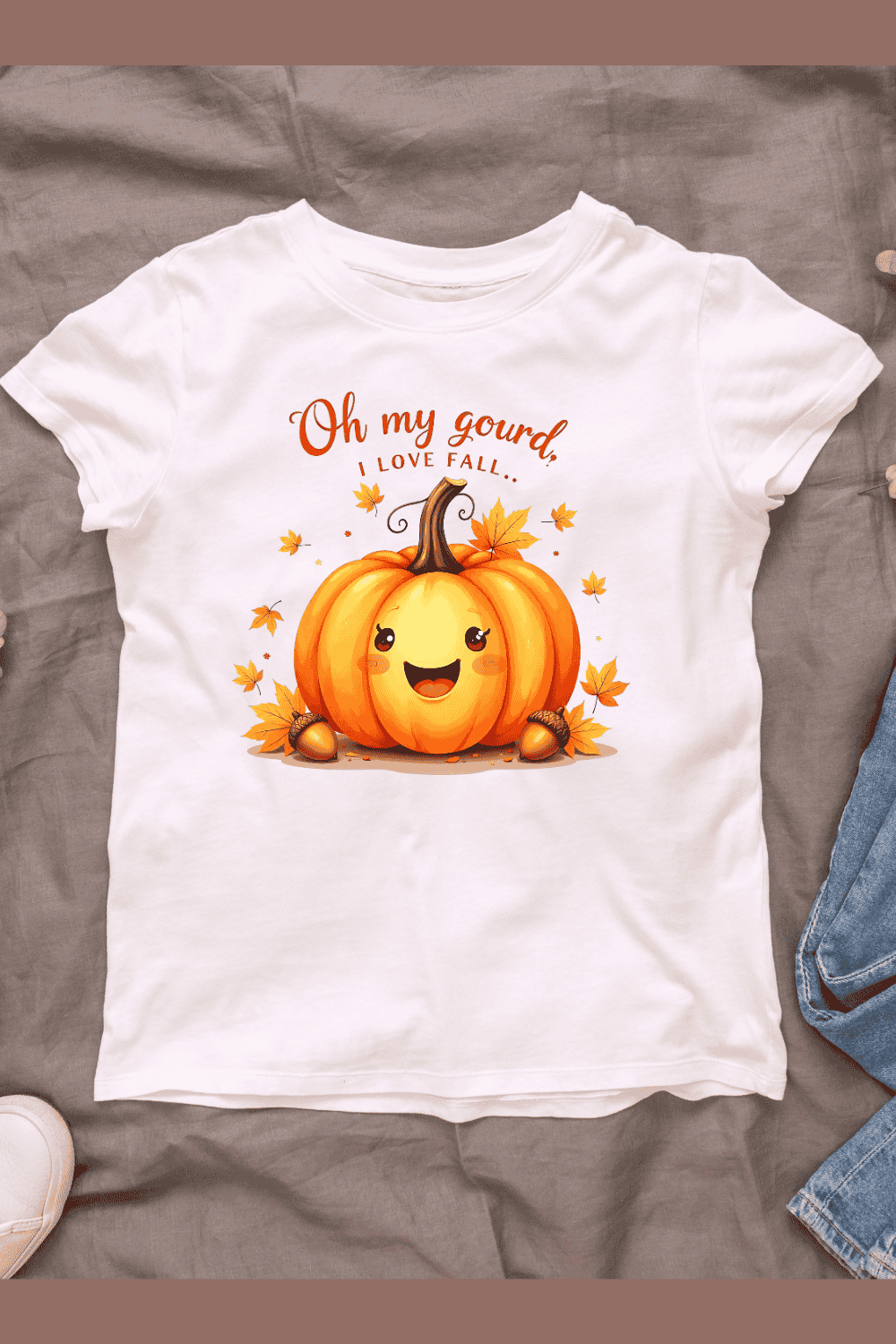 Cute Fall Pumpkin T-Shirt Design pinterest preview image.