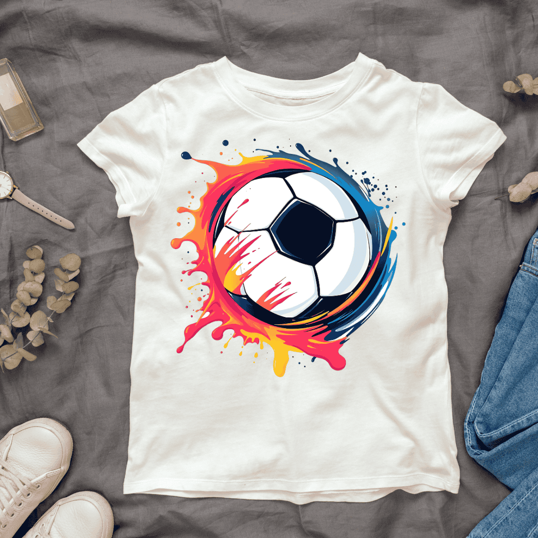 Football with Splashing Paint T-shirt Design cover image.