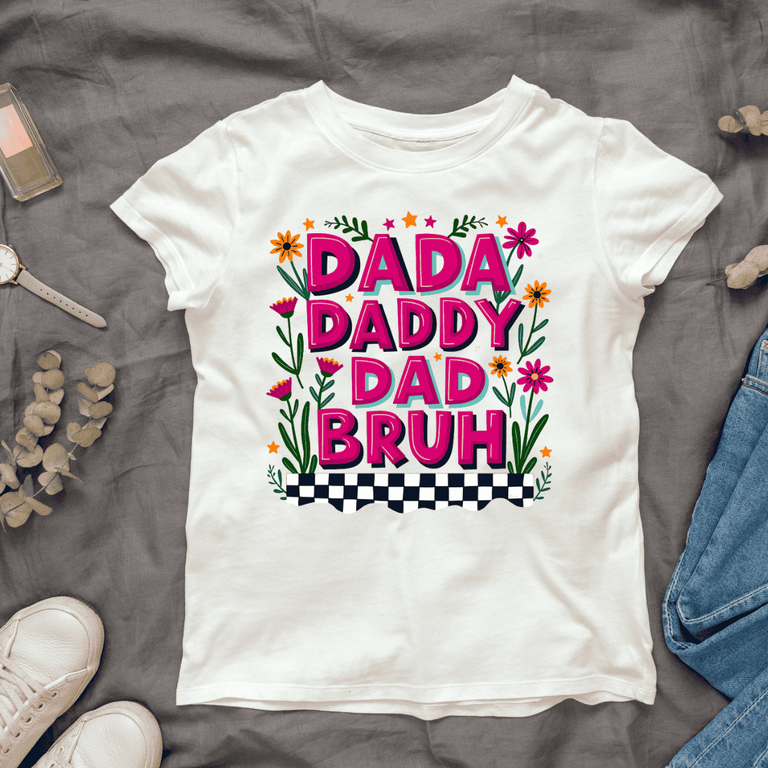 Dada Daddy Dad Bruh T-shirt Design cover image.