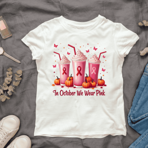 October Pink Milkshake T-shirt Design cover image.