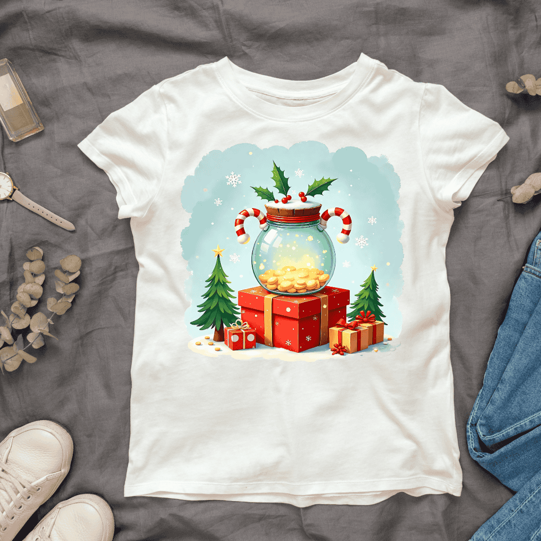 Festive Jar with Berries T-shirt Design cover image.