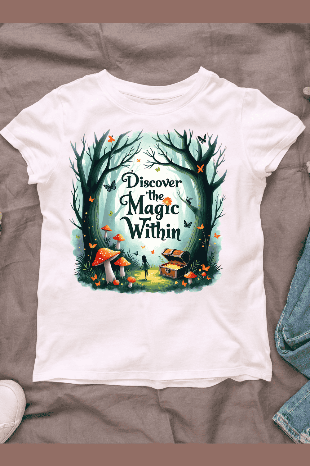 Enchanted Forest T-shirt design pinterest preview image.