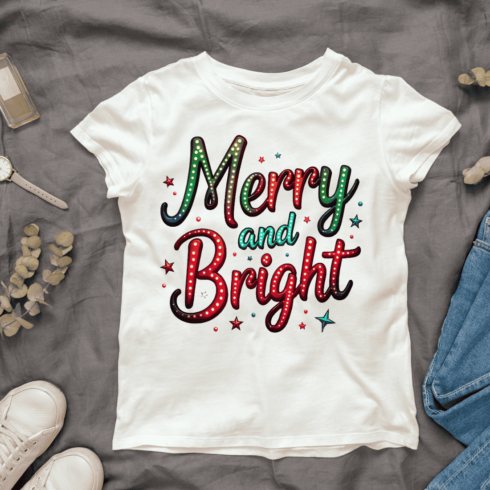 Holiday Neon Greetings T-shirt Design cover image.