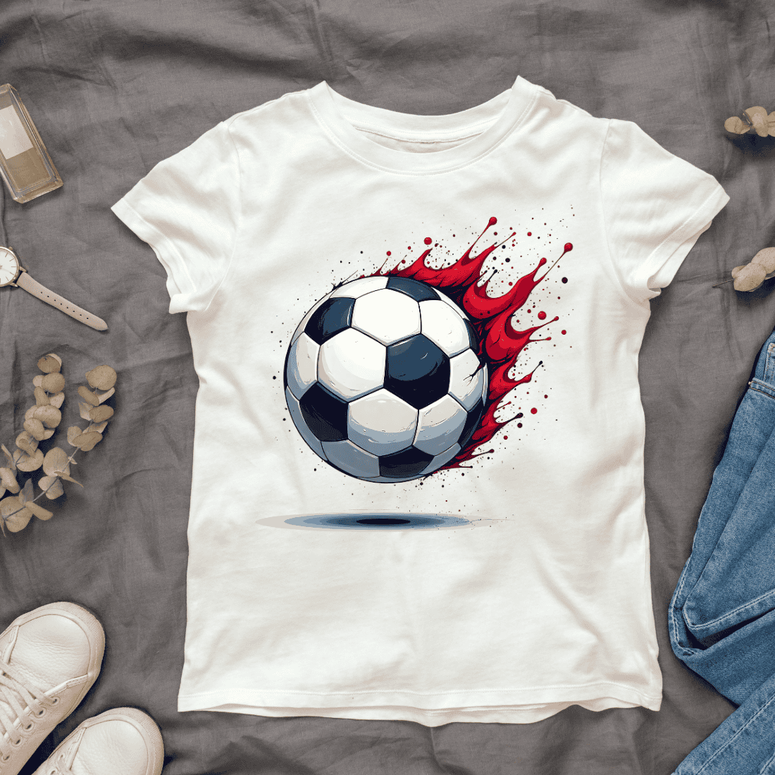 Soccer Ball with Paint Splashes T-shirt Design cover image.