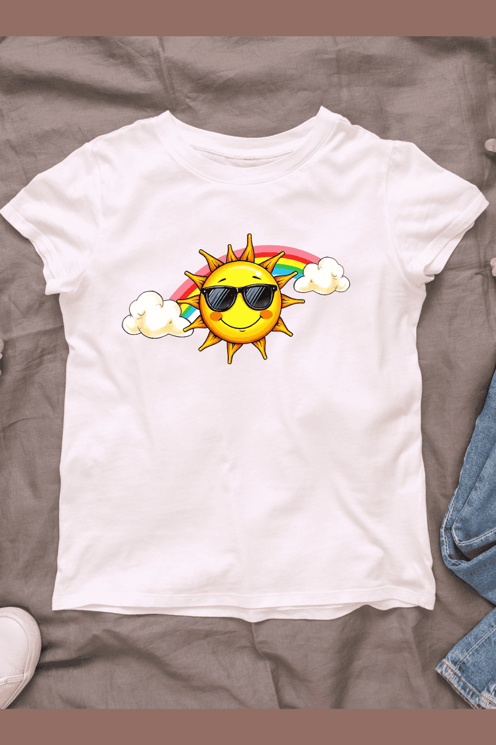 Rainbow Sun T-Shirt Design pinterest preview image.