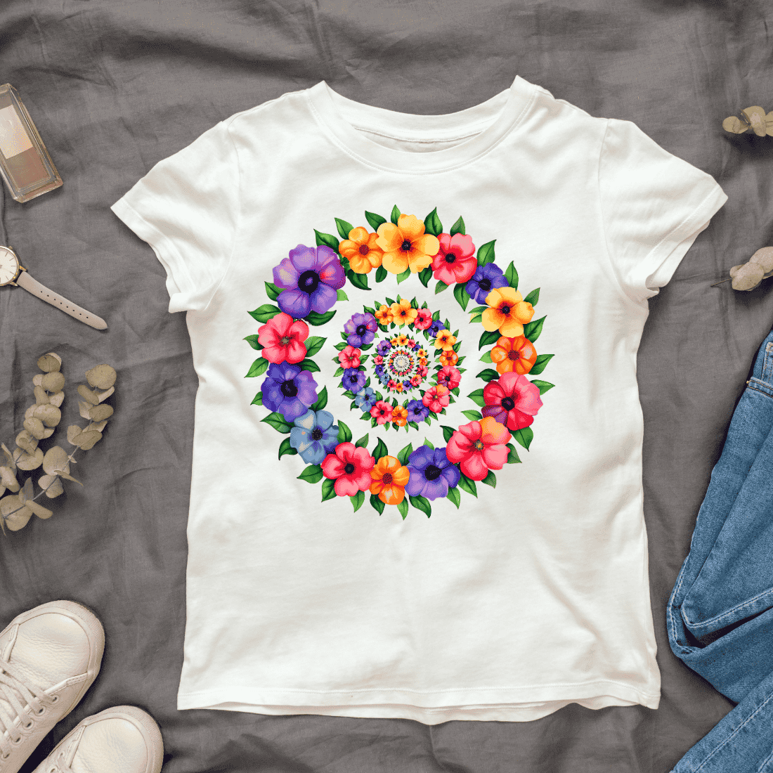 Floral Wreath T-shirt Design cover image.