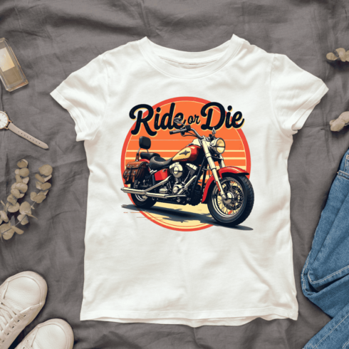 Vintage Motorcycle T-shirt Design cover image.