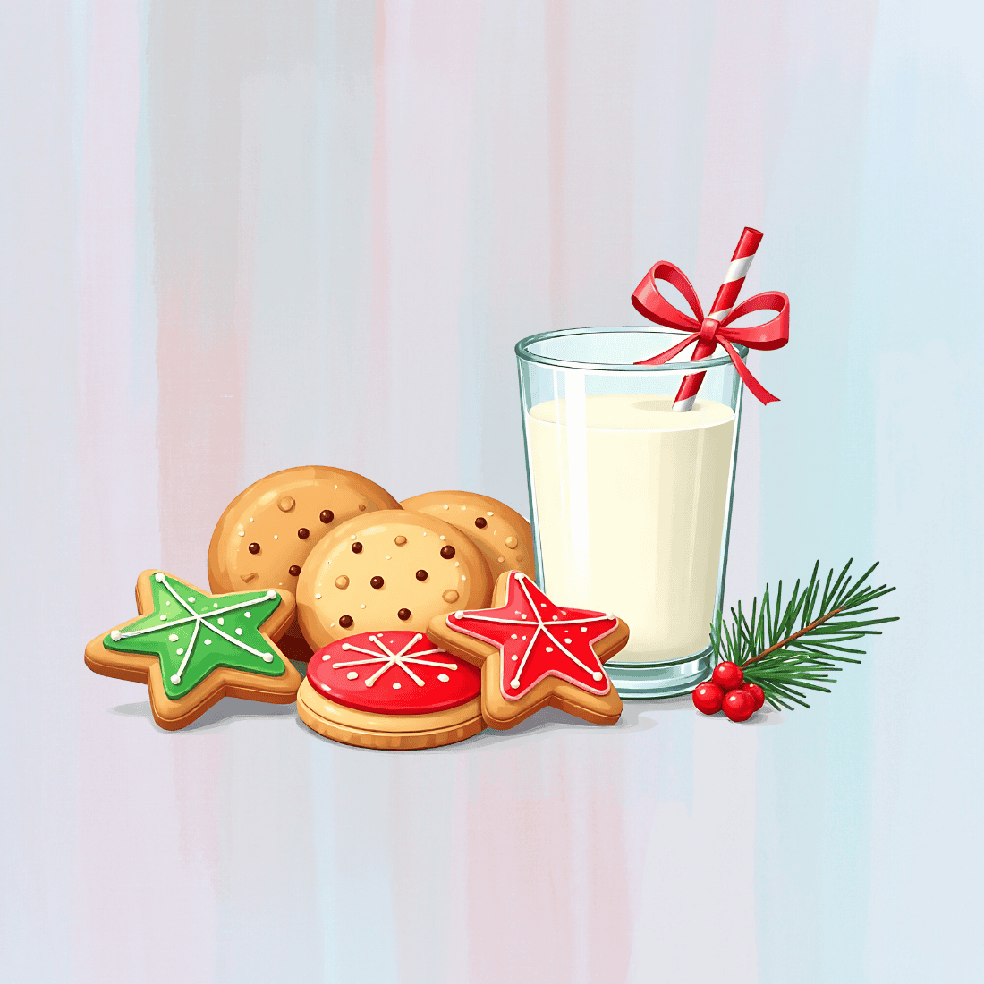 Gingerbread Cookies and Milk T-shirt Design preview image.