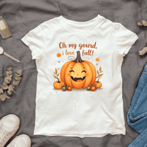 Oh My Gourd, I Love Fall! T-Shirt Design cover image.