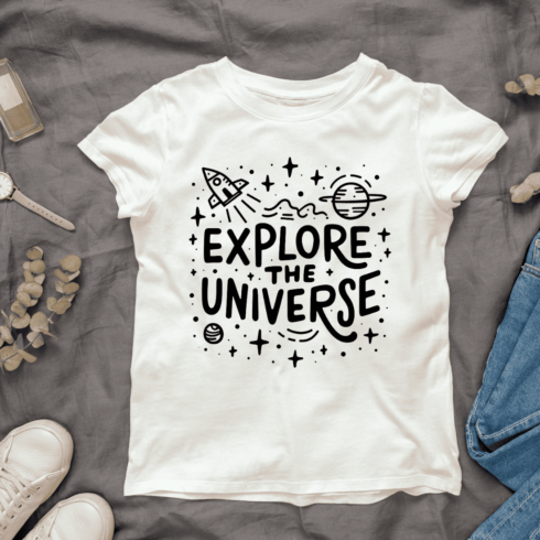 Space Exploration Quote T-shirt Design cover image.