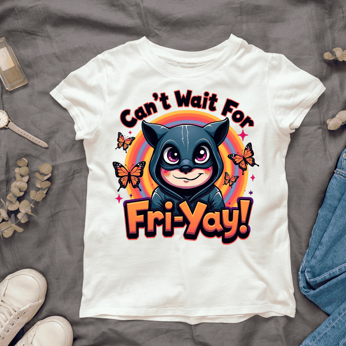 Funny Friday Motivation T-shirt Design cover image.