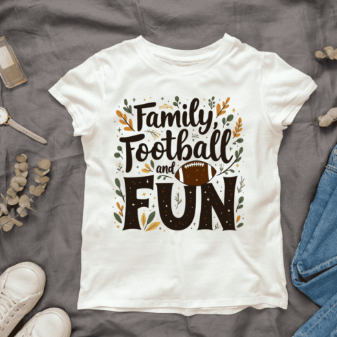 Family Football Fun T-shirt Design cover image.