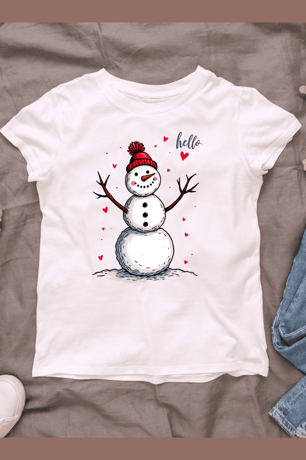 Winter Snowman T-shirt Design pinterest preview image.