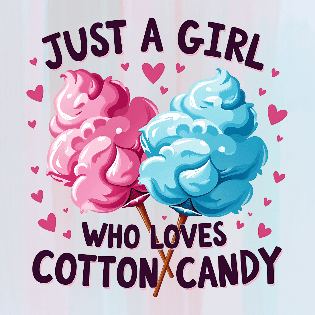 Pink And Blue Fluffy Cotton Candy T-shirt Design preview image.