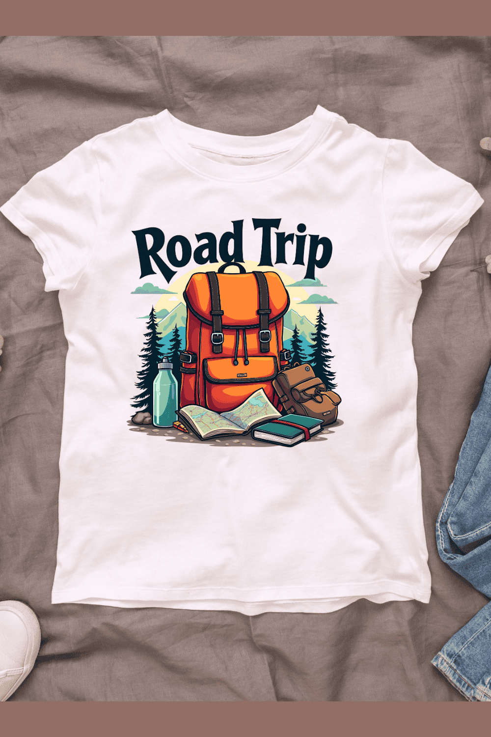 Road Trip Adventure Graphic T-shirt Design pinterest preview image.