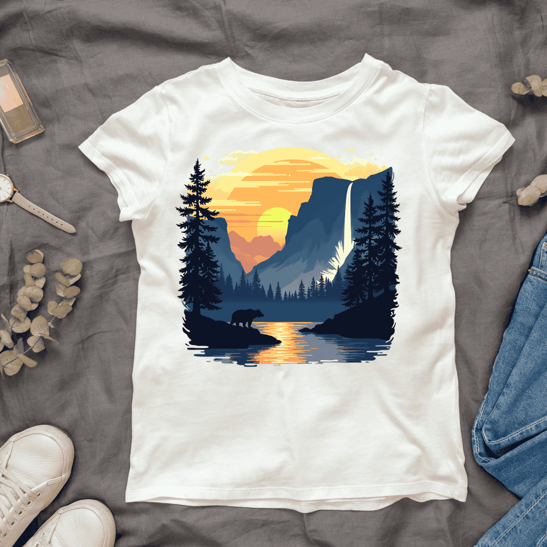 Bear in Yosemite National Park T-shirt Design cover image.