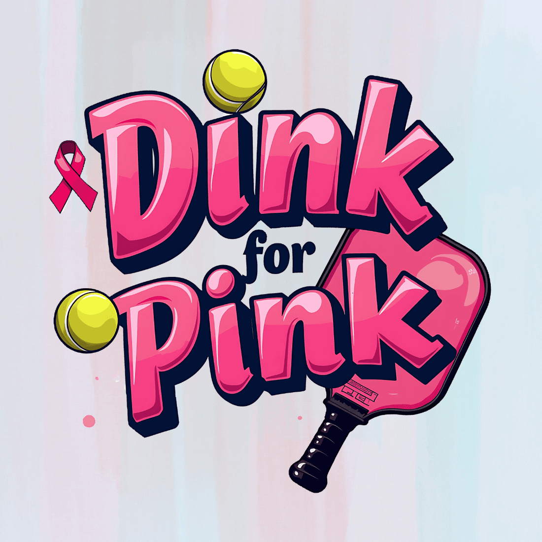 Breast Cancer Awareness Pickleball T-shirt Design preview image.