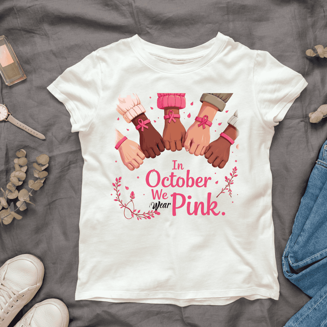 In October, We Wear Pink T-shirt Design cover image.