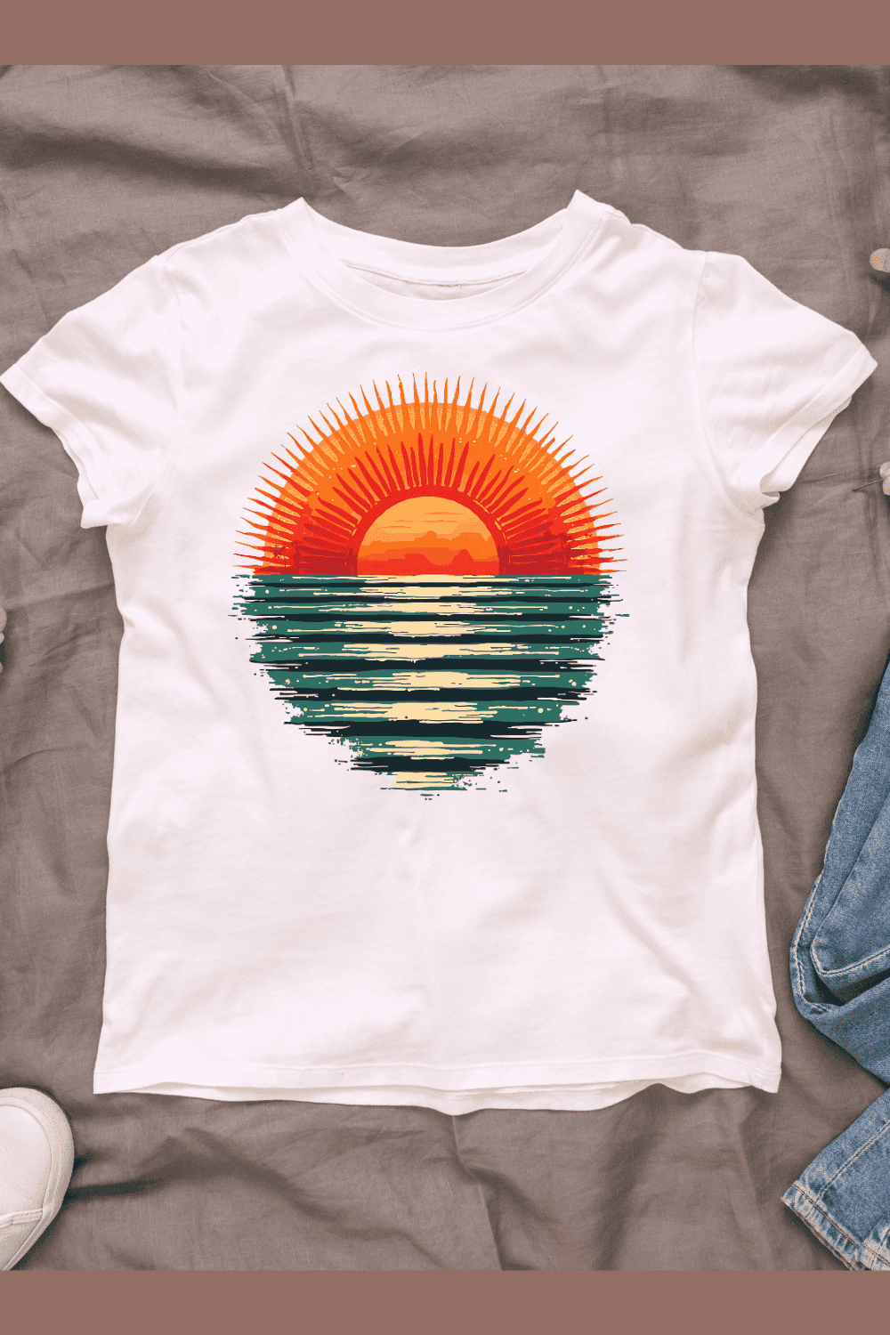 Nature Sunset T-shirt Design pinterest preview image.