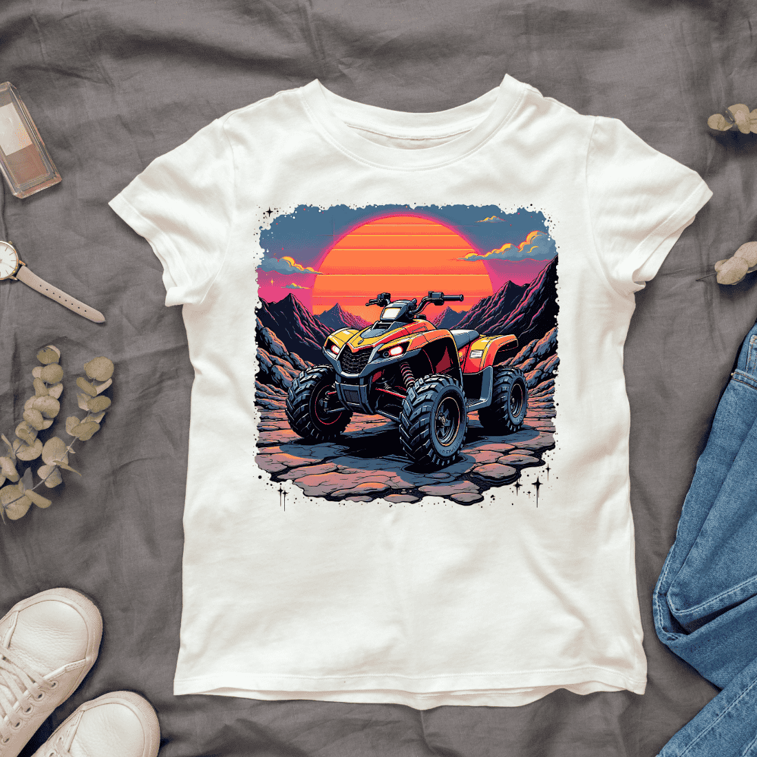 Retro Powerful ATV in Nature T-shirt Design cover image.