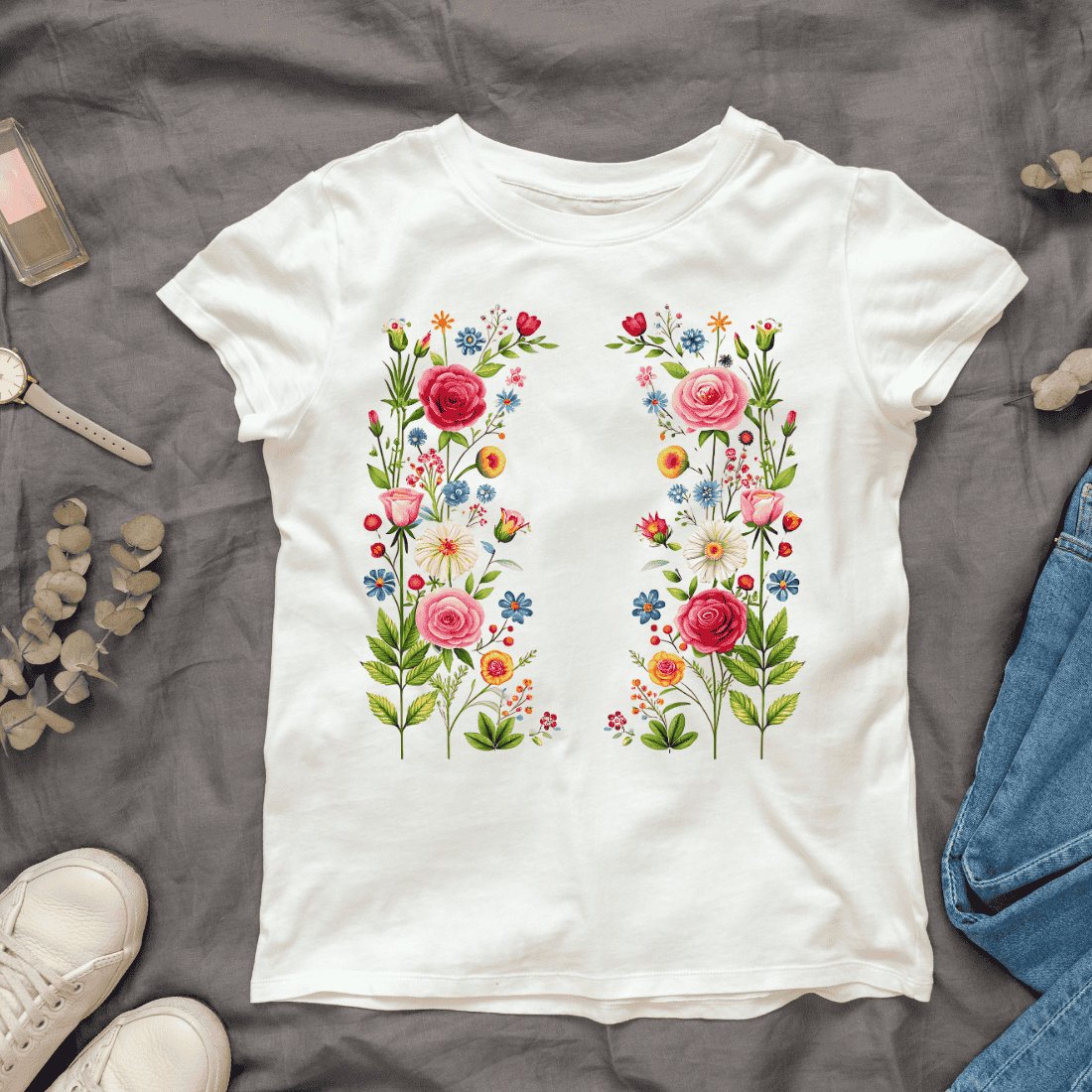 Beautiful Floral T-shirt Design cover image.