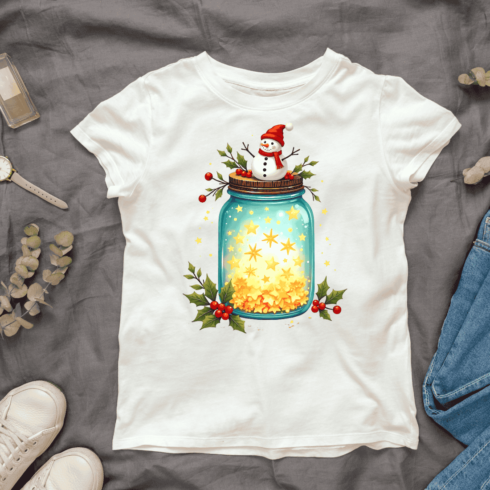 Winter Jar with Berries T-shirt Design cover image.