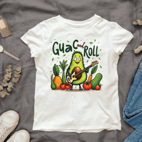 Veggie Band Playing Music T-Shirt Design cover image.