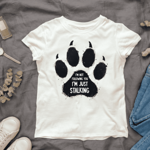 Paw Print Stalking T-shirt Design cover image.