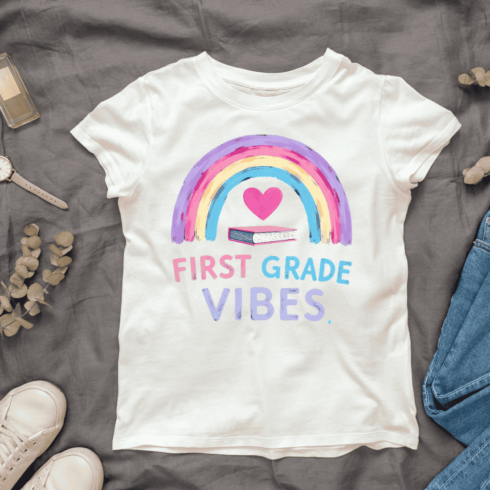 Back to School Rainbow T-shirt Design cover image.