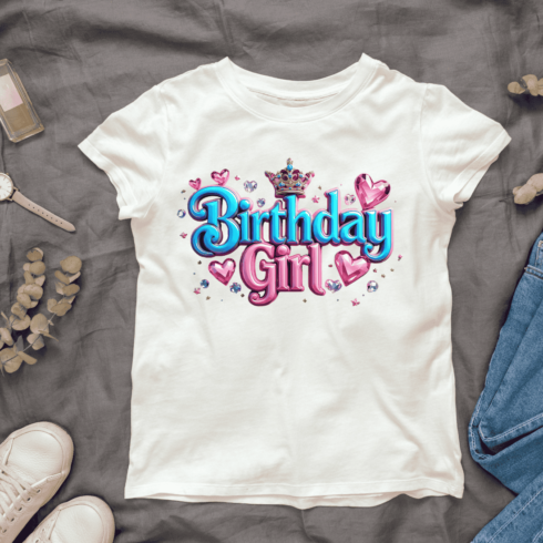 Sparkling Happy Birthday Graphic T-shirt Design cover image.