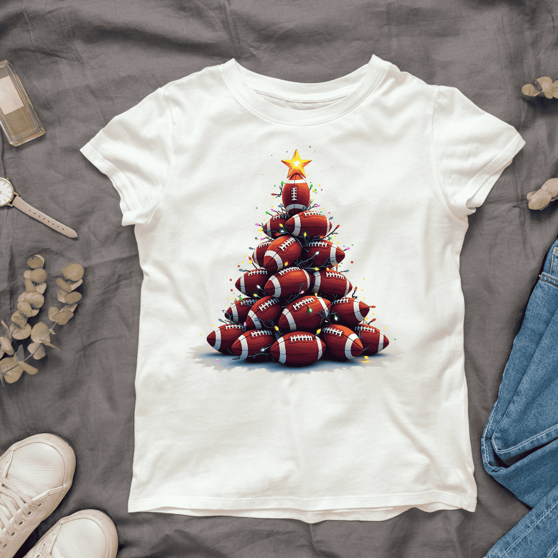 Football Holiday Décor T-shirt Design cover image.